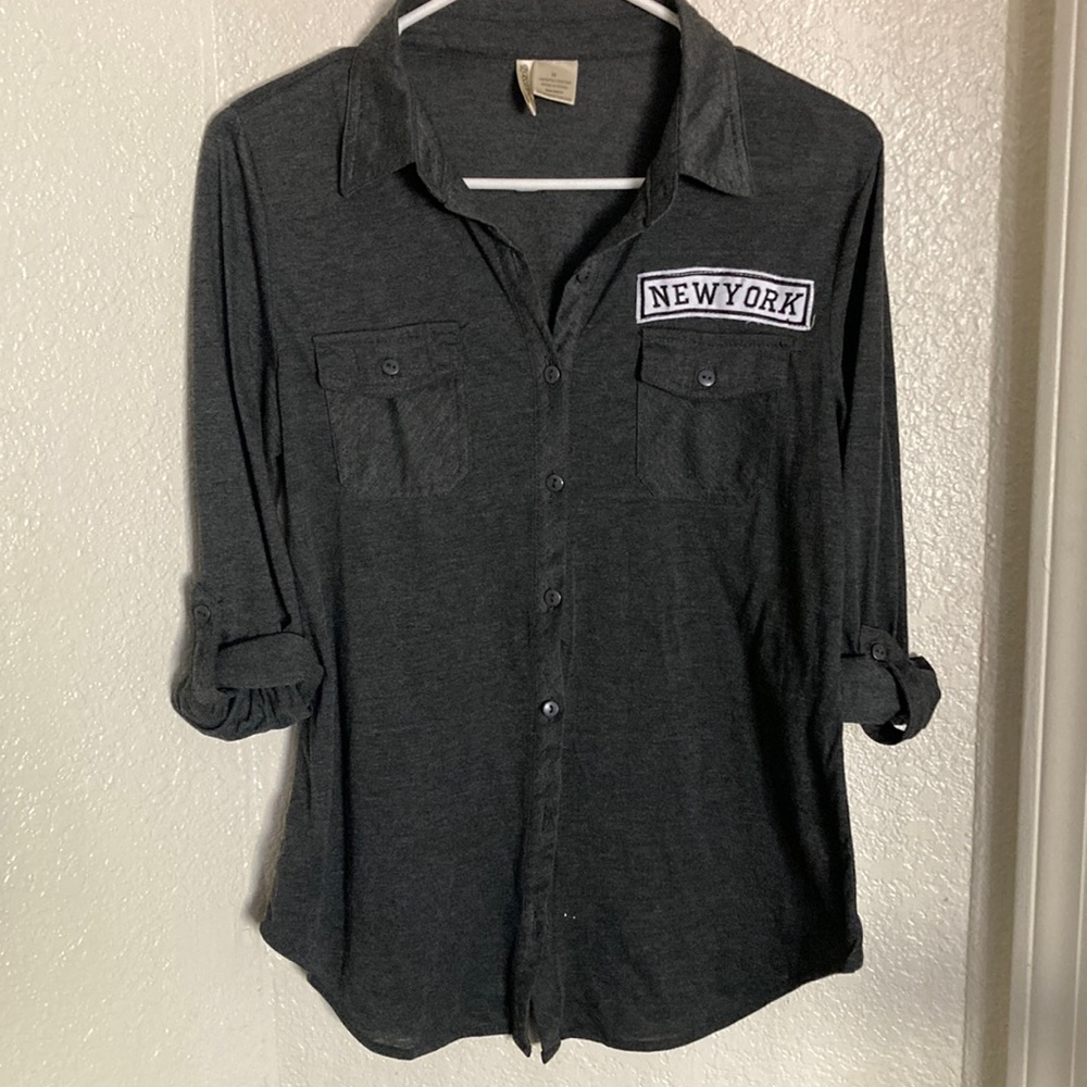 Womens Blouse Dark Gray Passport Medium